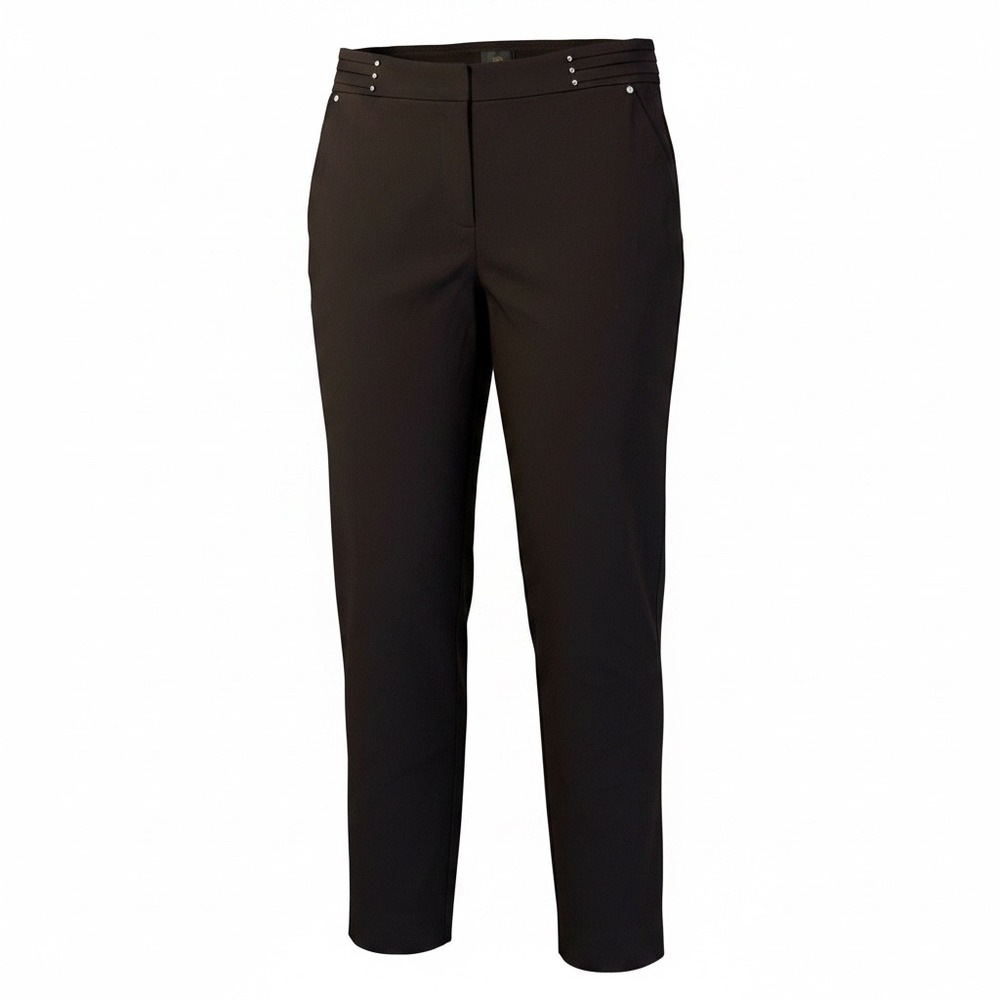 JM Collection Women Espresso Brown Studded Waist Straight Leg Dress Pants PXL